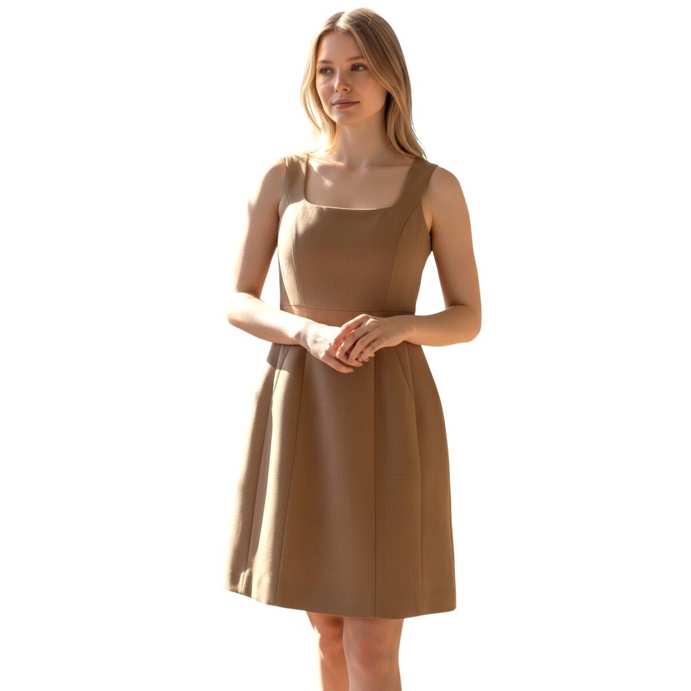 Tory‎ Burch Azalea Crepe Sheath Dress Size 0 Tan Camel Wool Blend